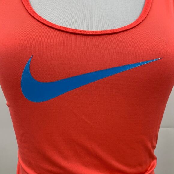 Nike Pro Tank Top Womens XS Extra Small Coral Blue Swoosh Logo Dri Fit Scoop - Picture 5 of 12